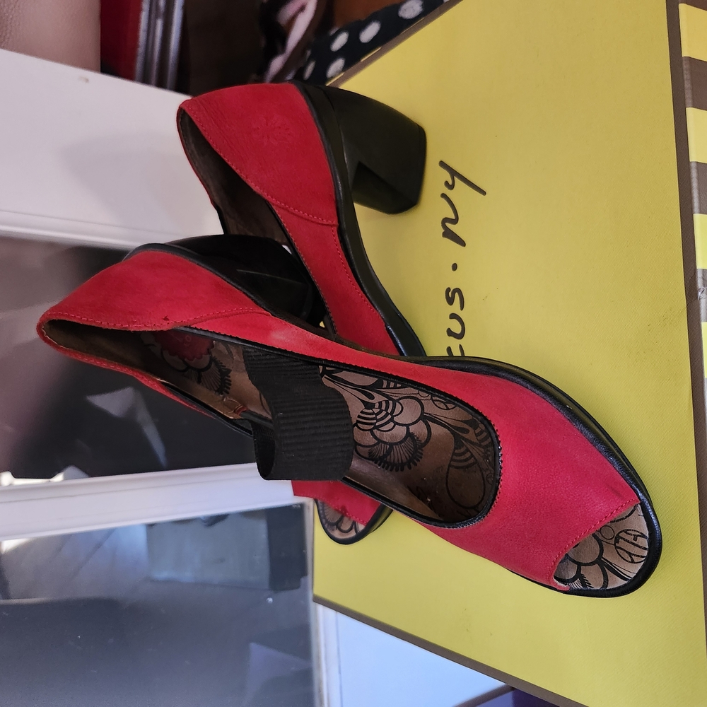 Fly London Bold Red and Black Heels